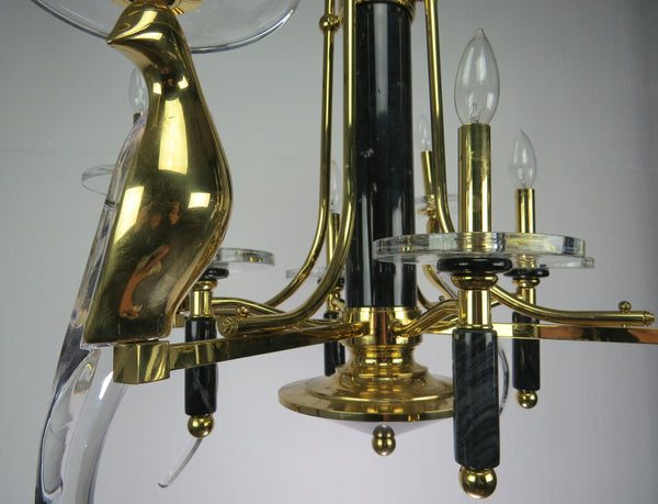 edgebrookhouse - 1980s Nulco Crystal, Brass and Marble Bird of Paradise Chandelier and Sconces Set by Sergio Orozco Epoch Collection
