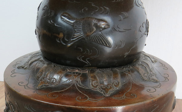 edgebrookhouse - Late 19th Century Antique Japanese Meiji Bronze Jardiniere Occasional Table