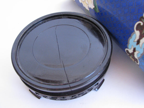 edgebrookhouse - 19th Century Cloisonné Enamel on Copper Vase on Rosewood Stand - a Pair