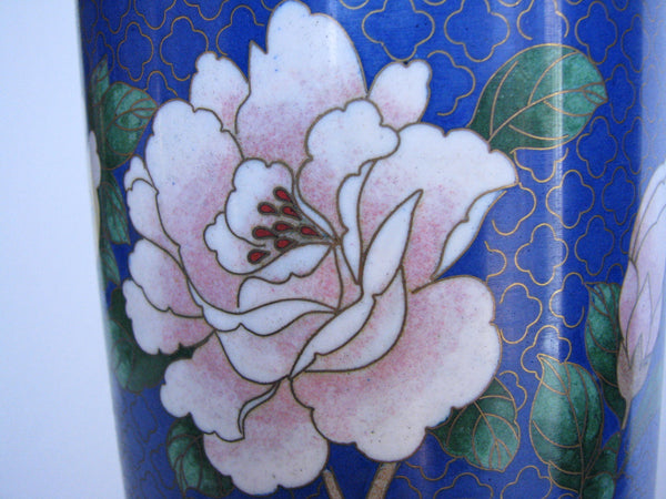 edgebrookhouse - 19th Century Cloisonné Enamel on Copper Vase on Rosewood Stand - a Pair