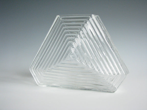 edgebrookhouse - 2002 Blenko Geometric Crystal Glass Pyramid Vase