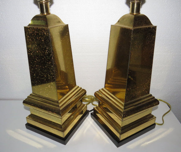edgebrookhouse - 20th century hollywood regency frederick cooper crackled brass lamps a pair