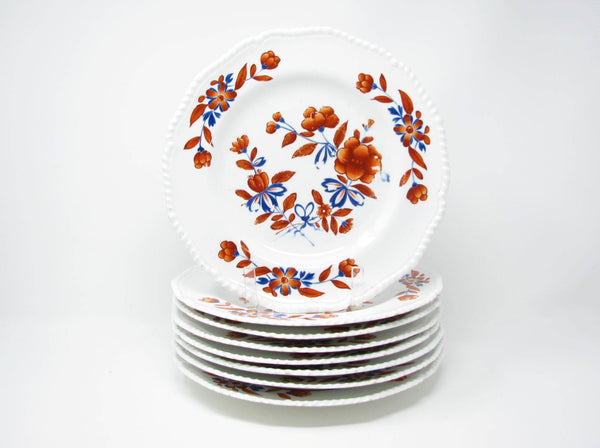 edgebrookhouse - Antique 1820s Robert Bloor Chelsea Derby Porcelain English Dinner Plates with Floral Design - 8 Pieces