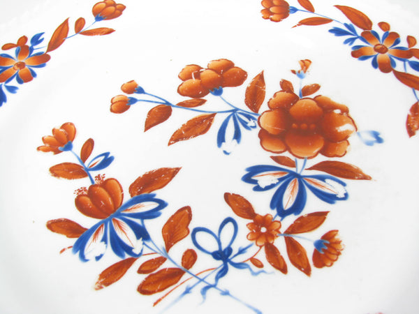 edgebrookhouse - Antique 1820s Robert Bloor Chelsea Derby Porcelain English Dinner Plates with Floral Design - 8 Pieces