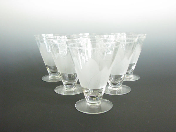 edgebrookhouse - Antique Art Deco Frosted and Etched Glassware and Glass Plate Set - 26 Pieces