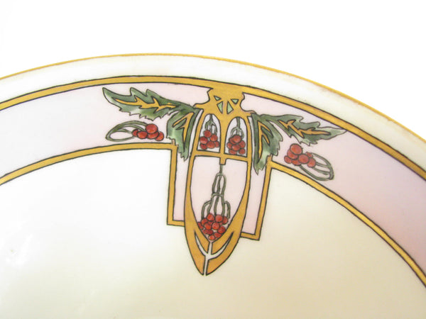 edgebrookhouse - Antique Art Deco Limoges Porcelain Handled Decorative Bowl with Polychrome Design