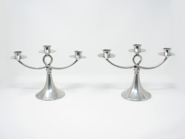 edgebrookhouse - Antique Art Deco Plymouth KS Pewter Candelabra Candle Holders USA - a Pair