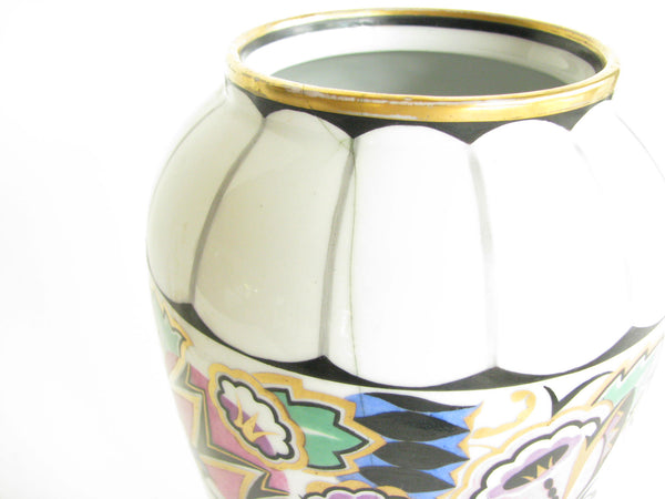 edgebrookhouse - Antique Art Deco Porcelain Vase with Polychrome Design
