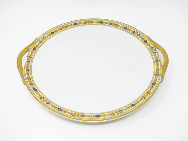 edgebrookhouse - Antique Bernardaud Limoges France Handled Cake Plate with Floral and Gold Trim by Burley & Co Chicago