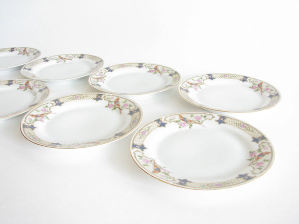 edgebrookhouse - Antique Carl Tielsch & Co. Altwasser Silesia Germany Porcelain Bread or Dessert Plates with Pheasant Design - Set of 8