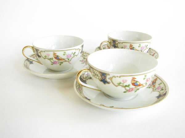 edgebrookhouse - Antique Carl Tielsch & Co. Altwasser Silesia Germany Porcelain Cups and Saucers - 3 Sets