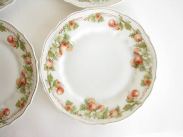 edgebrookhouse - Antique Carl Tielsch & Co. Altwasser Silesia Germany Porcelain Salad Plates with Cherry Design - Set of 4