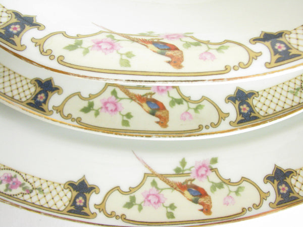 edgebrookhouse - Antique Carl Tielsch & Co. Altwasser Silesia Germany Porcelain Serving Dishes with Pheasant Design - 3 Pieces