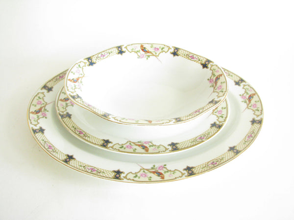 edgebrookhouse - Antique Carl Tielsch & Co. Altwasser Silesia Germany Porcelain Serving Dishes with Pheasant Design - 3 Pieces