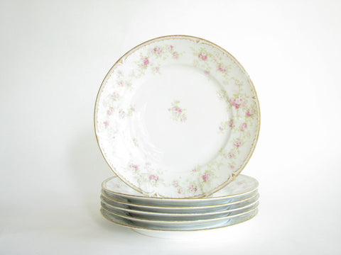 edgebrookhouse - Antique Charles Field Haviland GDA Limoges Floral Porcelain Dinner Plates - Set of 6