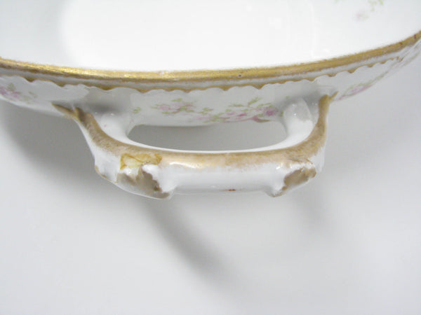 edgebrookhouse - Antique Charles Field Haviland GDA Limoges Floral Porcelain Extra Large Handled Serving Bowl
