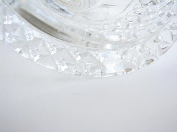 edgebrookhouse - Antique Diamond Cut Glass Lidded Urns with Brass Love Bird Finials - a Pair