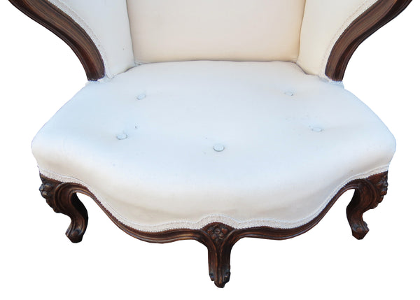 edgebrookhouse - Antique Early 19th Century French Provincial High Back Wingback Walnut Bergere With 5 Legs