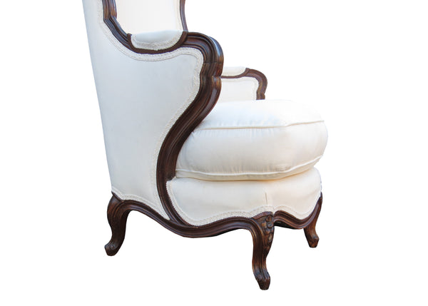 edgebrookhouse - Antique Early 19th Century French Provincial High Back Wingback Walnut Bergere With 5 Legs