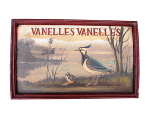 edgebrookhouse - Antique Folk Art Naturalist Sign of Vanelles Vanelles (Lapwing or Peewit) by the Meek Co