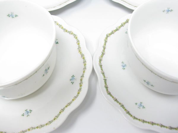 edgebrookhouse - Antique GD & Cie Avenir Decorated Legrand & Co Limoges Porcelain Cups & Saucers - 8 Pieces