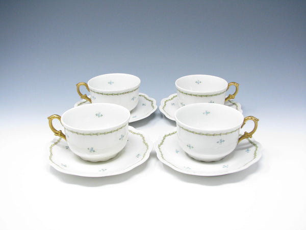 edgebrookhouse - Antique GD & Cie Avenir Decorated Legrand & Co Limoges Porcelain Cups & Saucers - 8 Pieces