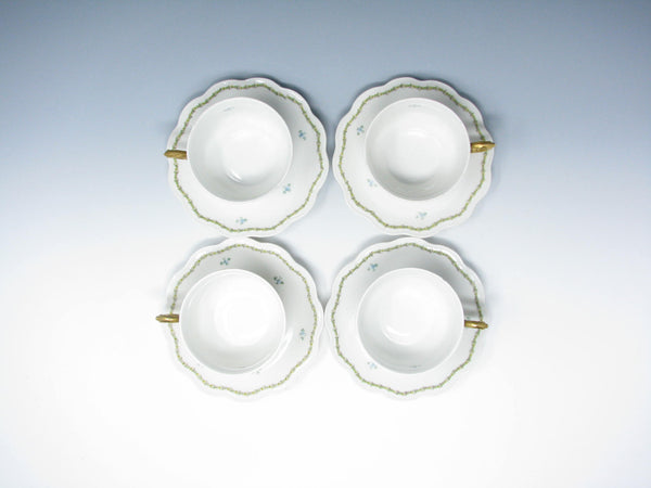 edgebrookhouse - Antique GD & Cie Avenir Decorated Legrand & Co Limoges Porcelain Cups & Saucers - 8 Pieces