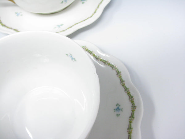 edgebrookhouse - Antique GD & Cie Avenir Decorated Legrand & Co Limoges Porcelain Cups & Saucers - 8 Pieces