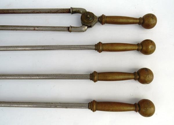 edgebrookhouse - Antique Georgian Bronze and Steel Fireplace Tools on Scroll Cabriole Legs
