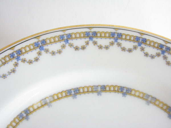 edgebrookhouse - Antique Haviland France Limoges Porcelain Bread or Dessert Plates with Blue and Gold Design - Set of 6