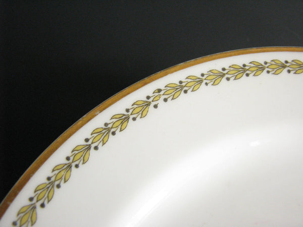edgebrookhouse - Antique Haviland Limoges Porcelain Bread Plates with Yellow & Gold Laurel Leaves - Set of 6