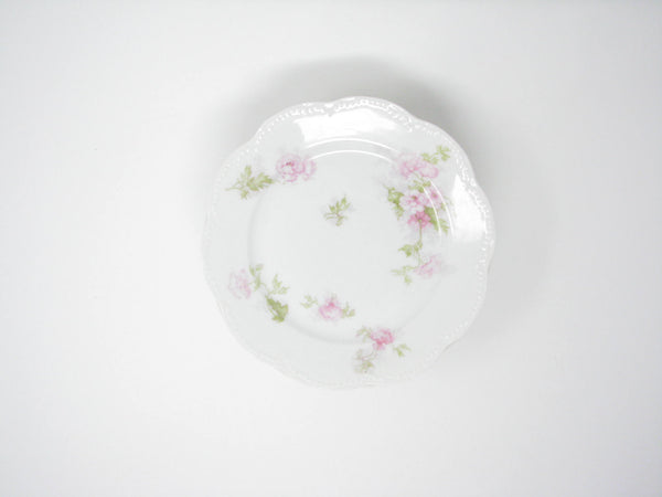 edgebrookhouse - Antique Haviland Limoges Porcelain Bread or Dessert Plates with Floral Design and Scalloped Embossed Rim - Set of 9