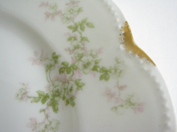 edgebrookhouse - Antique Haviland Limoges Porcelain Salad Plates with Floral and Gold Pinch Design - Set of 6