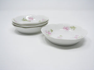 edgebrookhouse - Antique Haviland Limoges Porcelain Small Bowls with Floral Design and Scalloped Embossed Rim - Set of 4