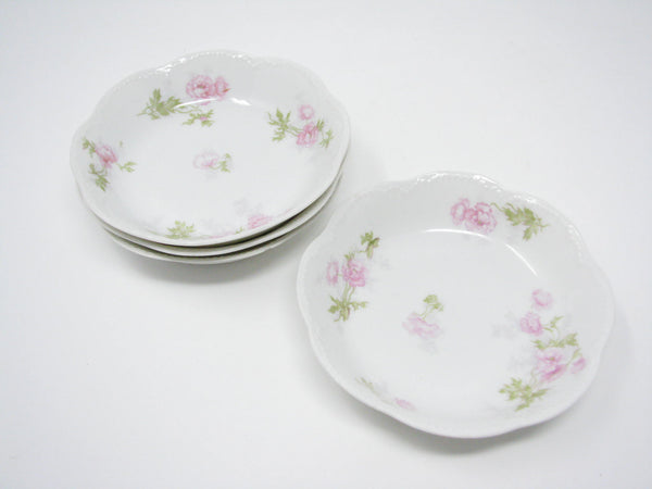 edgebrookhouse - Antique Haviland Limoges Porcelain Small Bowls with Floral Design and Scalloped Embossed Rim - Set of 4