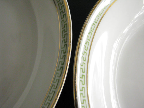 edgebrookhouse - Antique Heinrich & Co Selb Green Greek Key Bowls with Gold Rim - Set of 6