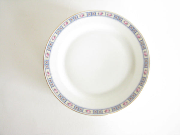 edgebrookhouse - Antique Heinrich & Co Selb Porcelain Bread Plates with Blue Boxes, Pink Floral and Gold Trim - Set of 8