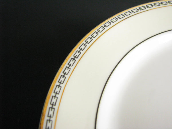edgebrookhouse - Antique Heinrich & Co Selb Porcelain Bread Plates with Ivory, Gold and Black Link Rim - Set of 8