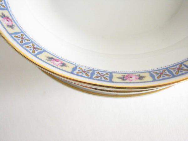 edgebrookhouse - Antique Heinrich & Co Selb Porcelain Small Bowls with Blue Boxes, Pink Floral and Gold Trim - Set of 6