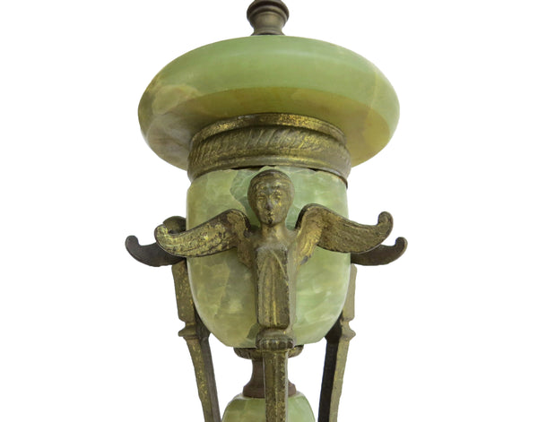 edgebrookhouse - Antique Italian Renaissance Style Solid Onyx and Brass Table Lamp With Winged Angels