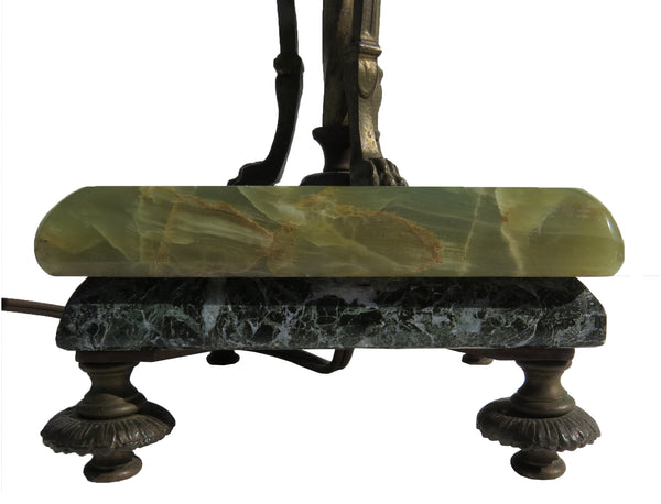 edgebrookhouse - Antique Italian Renaissance Style Solid Onyx and Brass Table Lamp With Winged Angels
