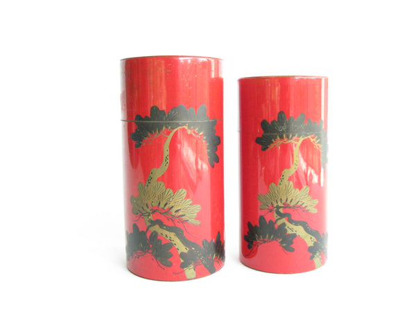 edgebrookhouse - Antique Japanese Nesting Tole Containers / Tea Canisters - Set of 2