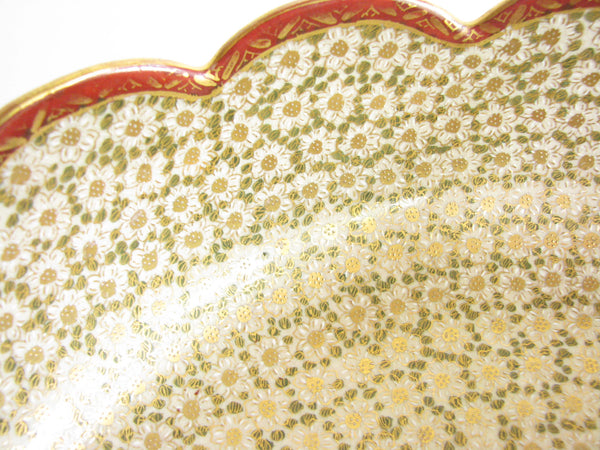 edgebrookhouse - Antique Japanese Shuzan Satsuma Pottery Gold Thousand Flower Decorative Centerpiece Bowl