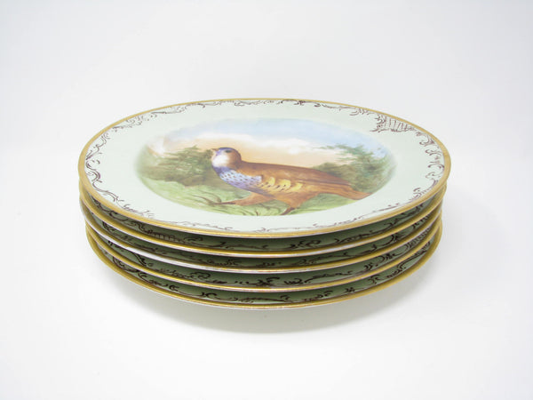 edgebrookhouse - Antique Jean Pouyat JPL Limoges France Hand-Painted Plates with Game Birds - Set of 5