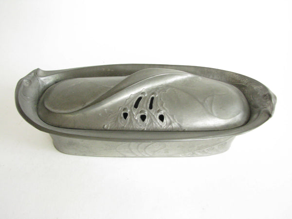 edgebrookhouse - Antique Kayserzinn Art Nouveau Pewter Double Bird Lidded Trinket Box by Hugo Leven