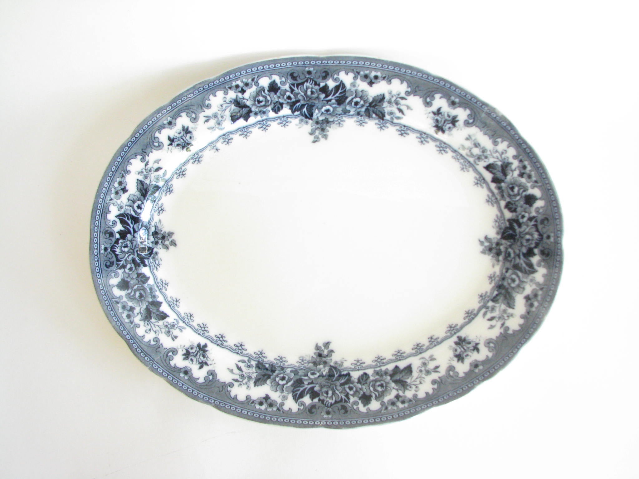 edgebrookhouse - Antique Keeling & Co Colwyn Blue White Extra Large Serving Platter