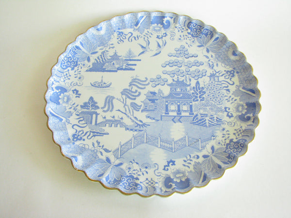 edgebrookhouse - Antique Large Copeland Willow Pattern Cake Platter with Gilt Rim
