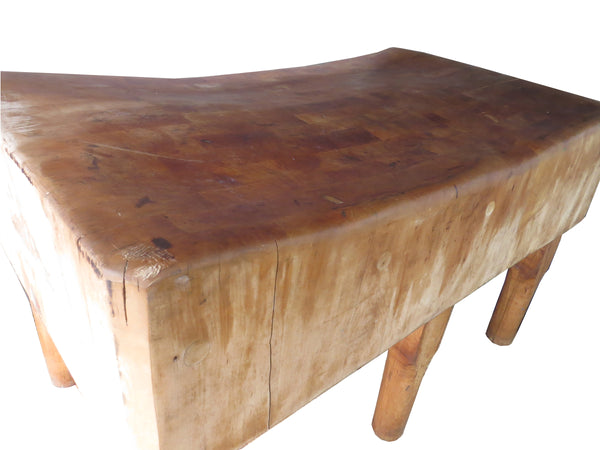 edgebrookhouse - Large Antique Six Legs Butcher Block Table / Kitchen Island by Bally Block Co