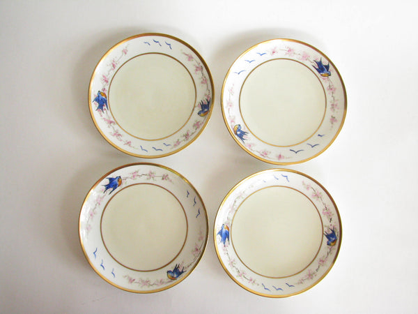 edgebrookhouse - Antique Limoges Porcelain Hand-Painted Bread Plates with Bird Design - set of 4