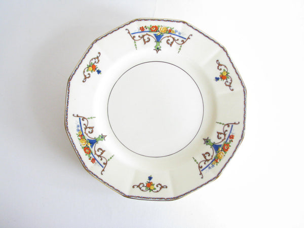 edgebrookhouse - Antique Myott & Sons England Paramount Hand-Painted Ceramic Plates with Floral Design - Set of 6